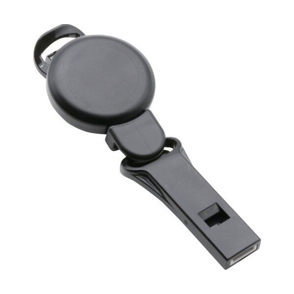 トーヨーセーフティー リールホイッスル(回転クリップ付) 黒 26-BK 1個