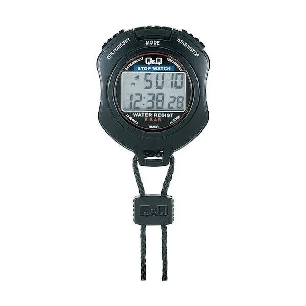  Q&Q ストップウォッチ スプリット計測 カウントダウンタイマー 付き 黒 ブラック HS47-001 1個...