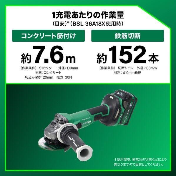 HiKOKI(ハイコーキ) 36V ディスクグラインダ 本体のみ ストロングブラック G3610DC (NNB) 1台