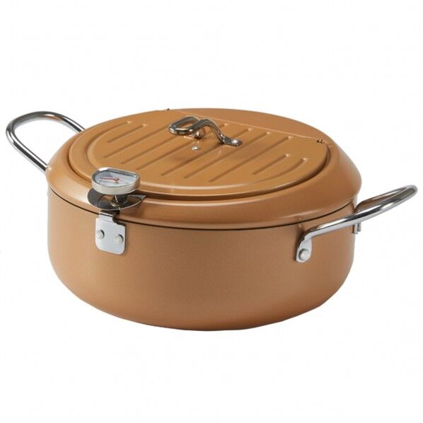 バット蓋付き天ぷら鍋20cmゴールド