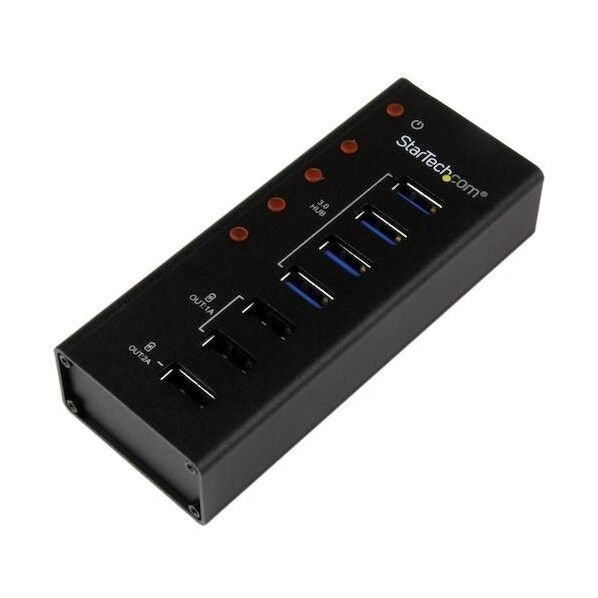  USBハブ/USB 3.0/4x Type-A + 3x 充電専用ポート/壁面設置対応/メタル筐体 ST4300U3C3 1個...