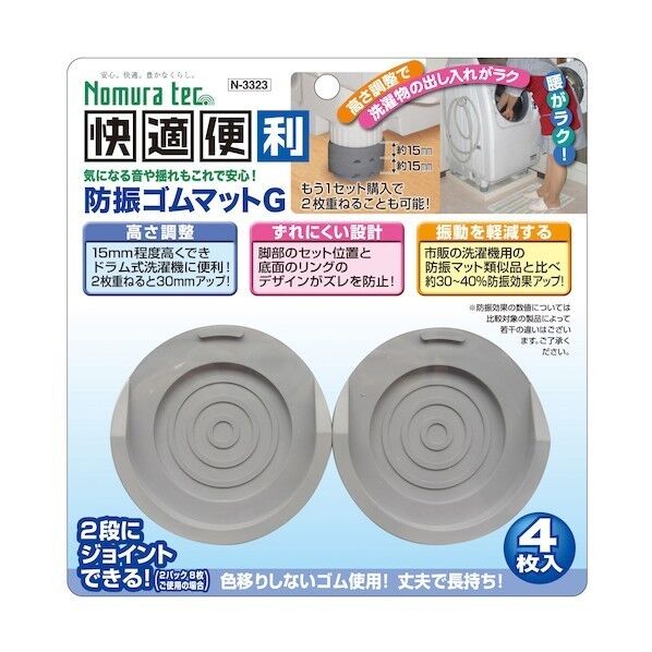 ノムラテック 防振ゴムマットG グレー N-3323 1個