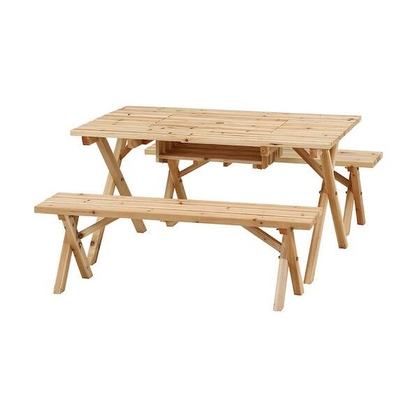  BBQテーブル&ベンチセット コンロスペース付 NA 84524 1点...