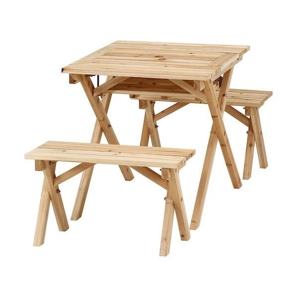 フジボウエキ BBQテーブル&ベンチセットミニ コンロスペース付 NA 84523 0