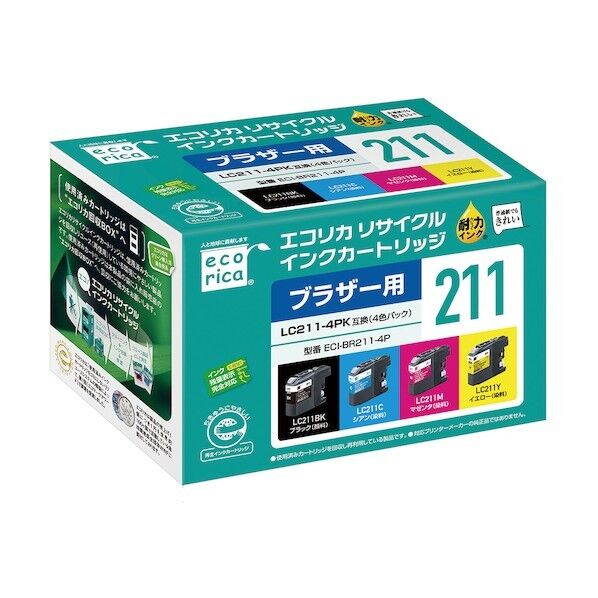 エコリカ リサイクルインクカートリッジ LC211-4PK用 4色セット