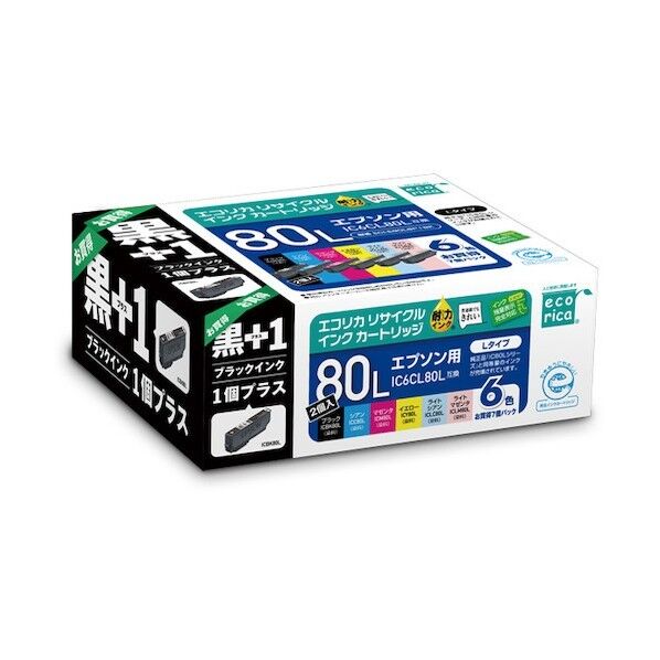 エコリカ リサイクルインクカートリッジ IC6CL80L+ICBK80L用 6色セット ECI-E80L6P+BK 6セット