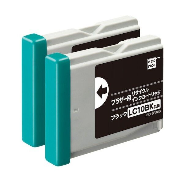 エコリカ LC10BK-2PK 互換リサイクルインクカートリッジ ブラック ブラック ECI-BR10B2P 2個