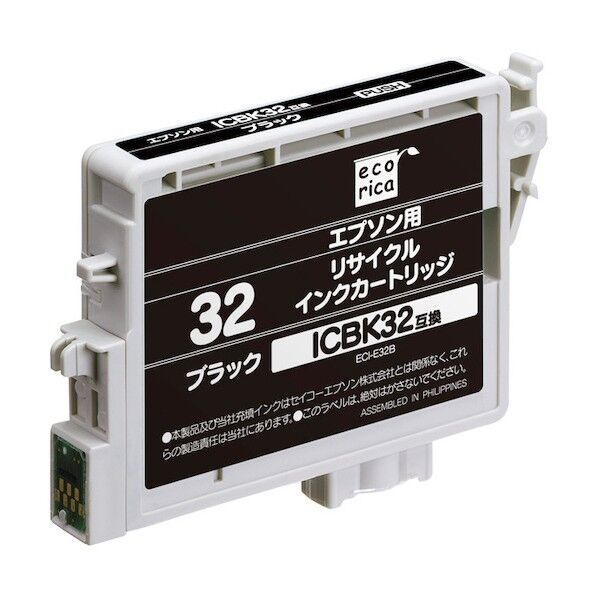 エコリカ ICBK32 互換リサイクルインクカートリッジ ブラック ブラック ECI-E32B 1個