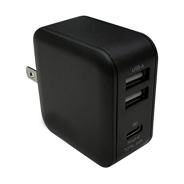 エアージェイ 【+ECO】USB X2/PD対応 TYPE-CX1 BK 3.6A AKJ-E36PD3BK 1個