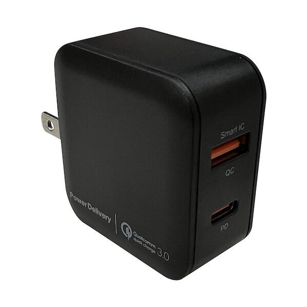 【＋ECO】PD20W対応(USBX1,TYPE-CX1)AC充電器 BK AKJ-E20WPD2 BK 1個