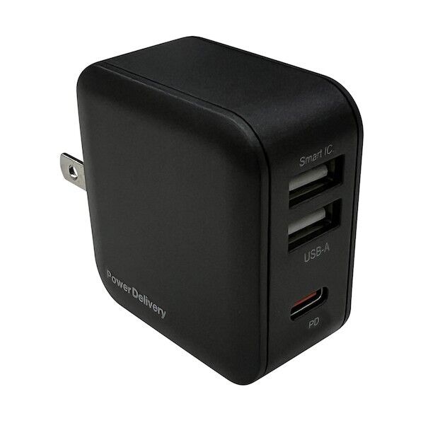 PD20W対応(USBX2,TYPE-CX1)AC充電器 BK AKJ-E20WPD3 BK 1点