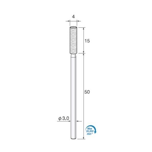 アルゴフアイルジャパン ロングシャンクホワイト砥石 WA#100 Φ4X15 Φ3.0軸L65 5本入り GS1404 5本