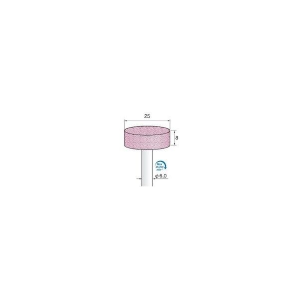 アルゴフアイルジャパン 軸付ピンク砥石#60 Φ25X8 Φ6.0軸 PA砥粒 5本入り GS521 5本
