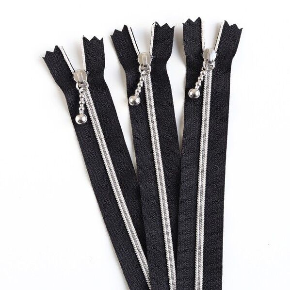 Y.K.K メタリオンファスナー 長さ20mm×幅2.5mm×高さ0.5mm 黒/シルバー 3CM20-1S 3本