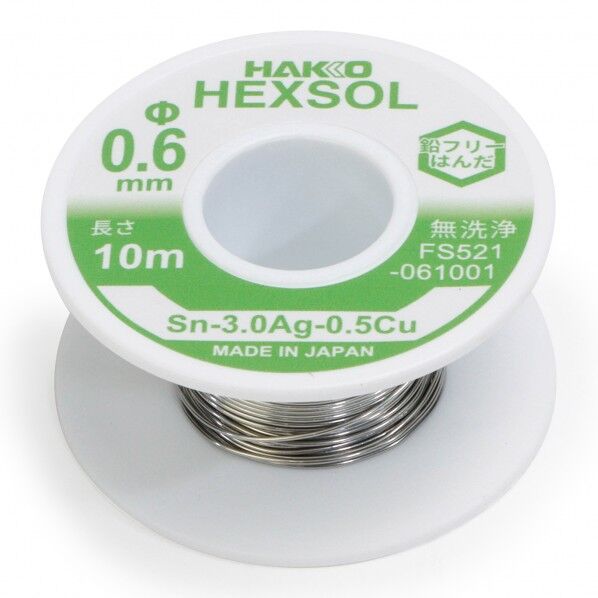 白光(HAKKO) 巻きはんだ ヘクスゾール 鉛フリー Sn-3.0Ag-0.5Cu Φ0.6mm 10m FS521-061001 1巻...