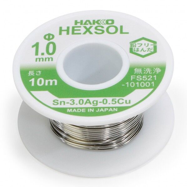 白光(HAKKO) 巻きはんだ ヘクスゾール 鉛フリー Sn-3.0Ag-0.5Cu Φ1mm 10m FS521-101001 1巻...