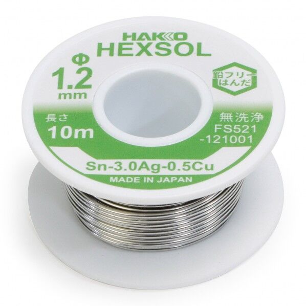 白光(HAKKO) 巻きはんだ ヘクスゾール 鉛フリー Sn-3.0Ag-0.5Cu Φ1.2mm 10m FS521-121001 1巻...