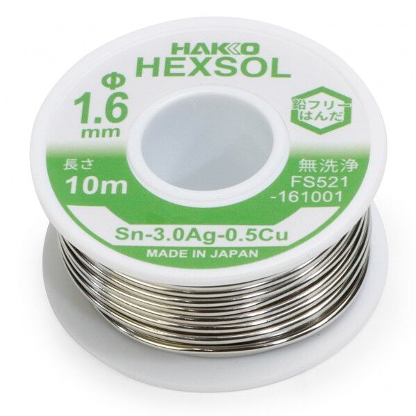白光(HAKKO) 巻きはんだ ヘクスゾール 鉛フリー Sn-3．0Ag-0．5Cu Φ1．6mm 10m FS521-161001 1巻...