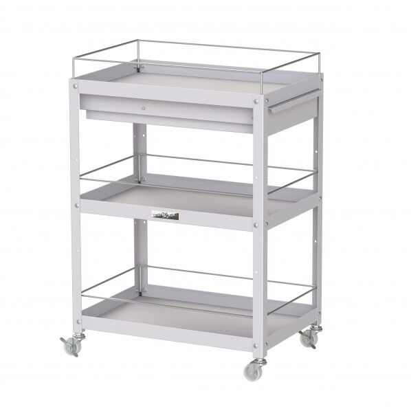 コンビニワゴン ナイロンキャスター コボレ止め・キャビネット付3段 WCFCN-3-P 1点