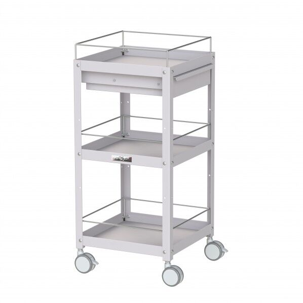コンビニワゴン 双輪キャスター コボレ止め・キャビネット付き3段 WCLFCS-3-P 1点