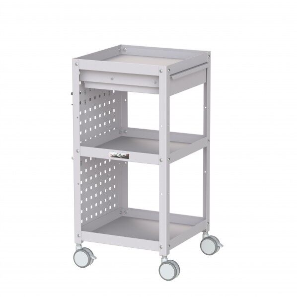 コンビニワゴン 双輪キャスター パンチングパネル・キャビネット付き3段 WCLPCS-3-P 1点