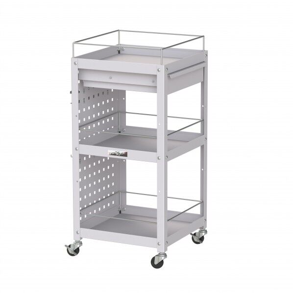 コンビニワゴン パンチングパネル・コボレ止め・キャビネット付3段 WCLPFC-3-P 1点