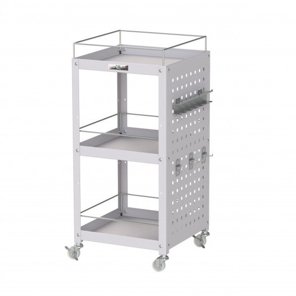 コンビニワゴン ナイロンキャスター パンチングパネル・コボレ止め付3段 WCLPFN-3-P 1点