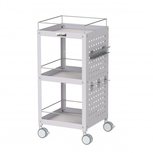 コンビニワゴン 双輪キャスター パンチングパネル・コボレ止め付き3段 WCLPFS-3-P 1点