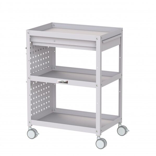 コンビニワゴン 双輪キャスター パンチングパネル・キャビネット付き3段 WCPCS-3-P 1点