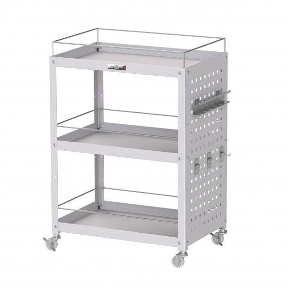 コンビニワゴン ナイロンキャスター パンチングパネル・コボレ止め付3段 WCPFN-3-P 1点