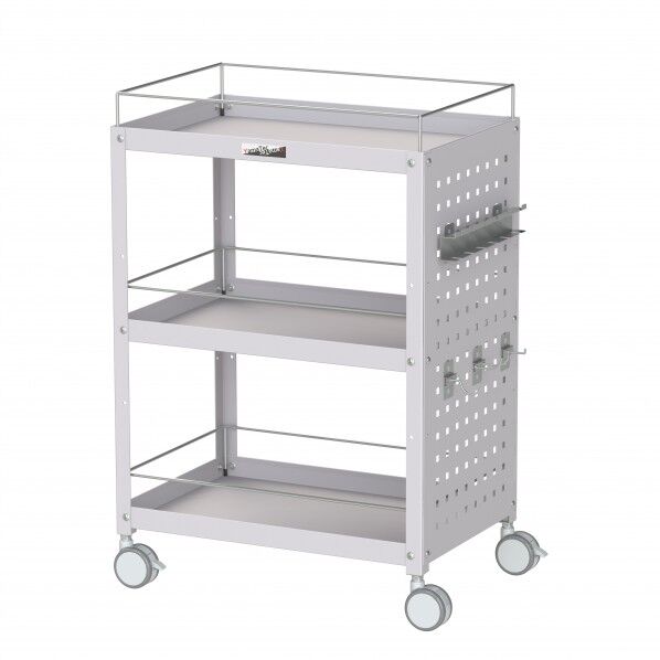 コンビニワゴン 双輪キャスター パンチングパネル・コボレ止め付き3段 WCPFS-3-P 1点