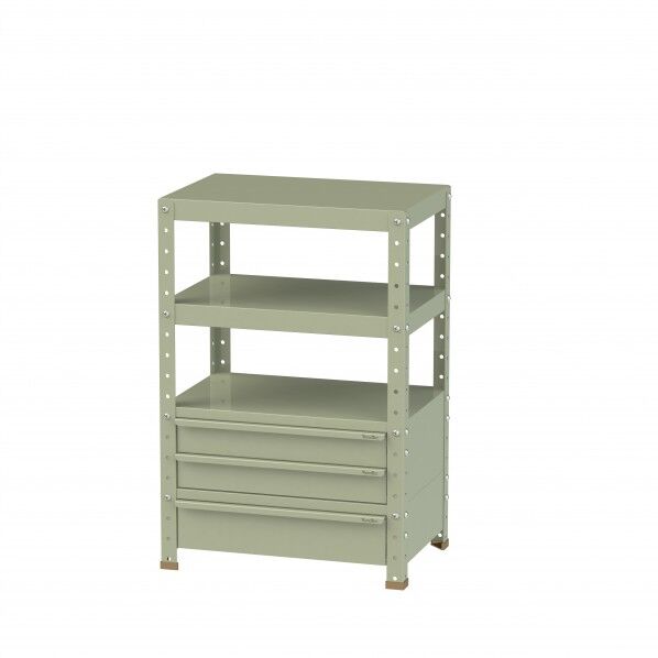 スペシャルワゴン 固定式 キャビネット深型1段×1個、浅型2段×1台グリーン W6-BSM-G 1点