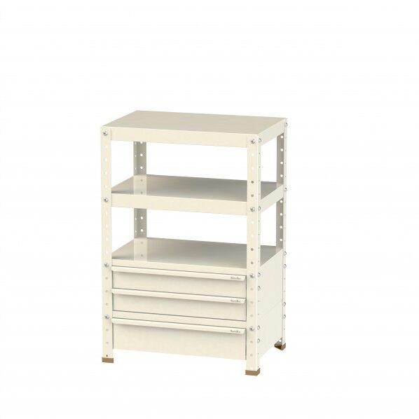 スペシャルワゴン 固定式 キャビネット深型1段×1個、浅型2段×1台アイボリー W6-BSM-IV 1点