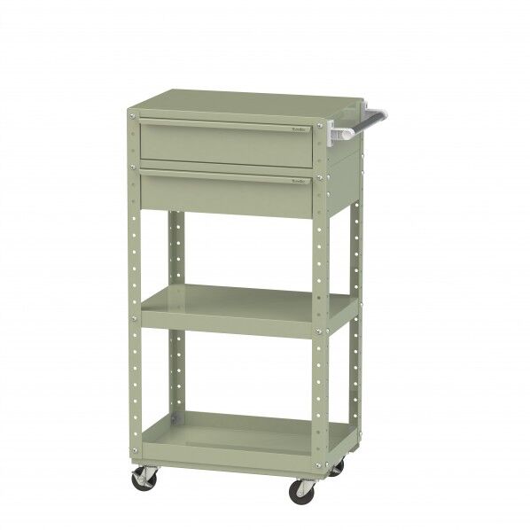 スペシャルワゴン移動式 キャビネット深型1段×2個グリーン W6CSH-M2-G 1点