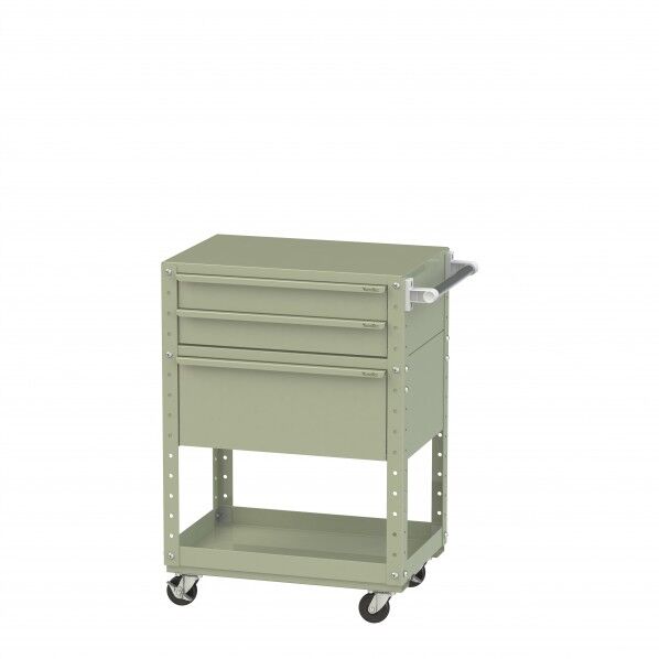 スペシャルワゴン 移動式 キャビネット浅型2段×1個、超深型1段×1個グリーン W6CS-SD-G 1点