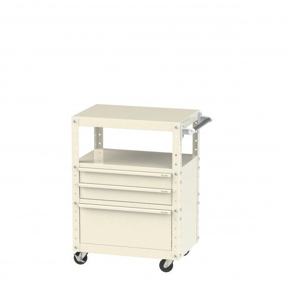 スペシャルワゴン 移動式 キャビネット超深型1段×1個、浅型2段×1個アイボリー W6CU-BSD-IV 1点
