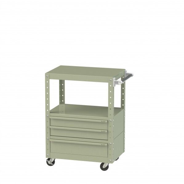 スペシャルワゴン 移動式 キャビネット浅型2段×1個、深型1段×1個グリーン W6CU-BSM-G 1点