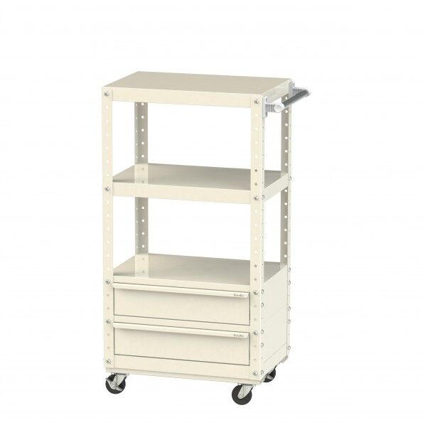 スペシャルワゴン 移動式 キャビネット深型1段×2個アイボリー W6CUH-BM2-IV 1点