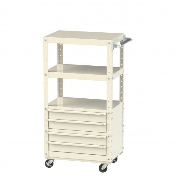 スペシャルワゴン 移動式 キャビネット浅型2段×2個アイボリー W6CUH-BS2-IV 1点