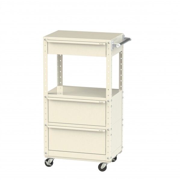 スペシャルワゴン 移動式 キャビネット深型1段×1個、超深型1段×2個アイボリー W6CUH-MBD2-IV 1点