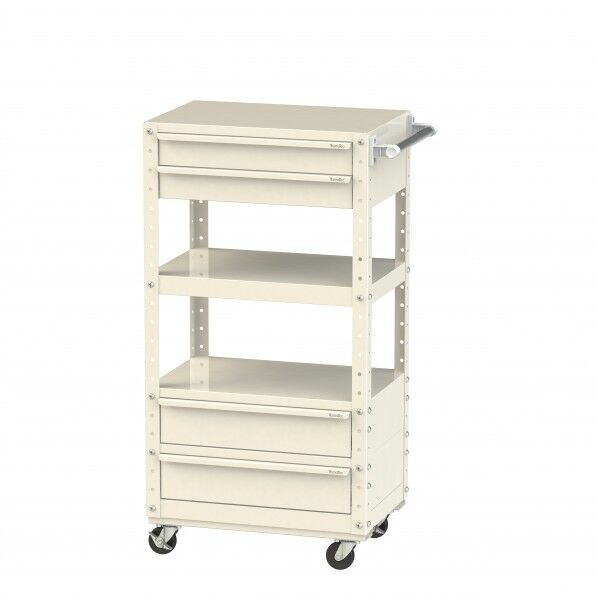 スペシャルワゴン 移動式 キャビネット深型1段×2個、浅型2段×1個アイボリー W6CUH-SBM2-IV 1点