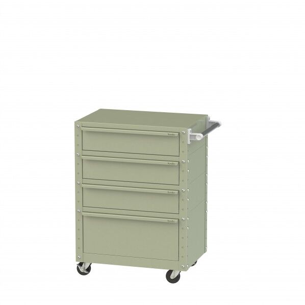 スペシャルワゴン 移動式 キャビネット深型1段×3個、超深型1段×1個グリーン W6CU-M3D-G 1点