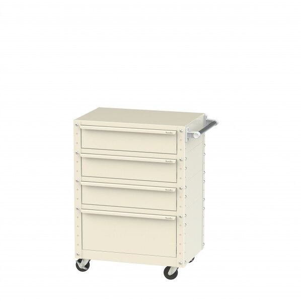 スペシャルワゴン 移動式 キャビネット深型1段×3個、超深型1段×1個アイボリー W6CU-M3D-IV 1点