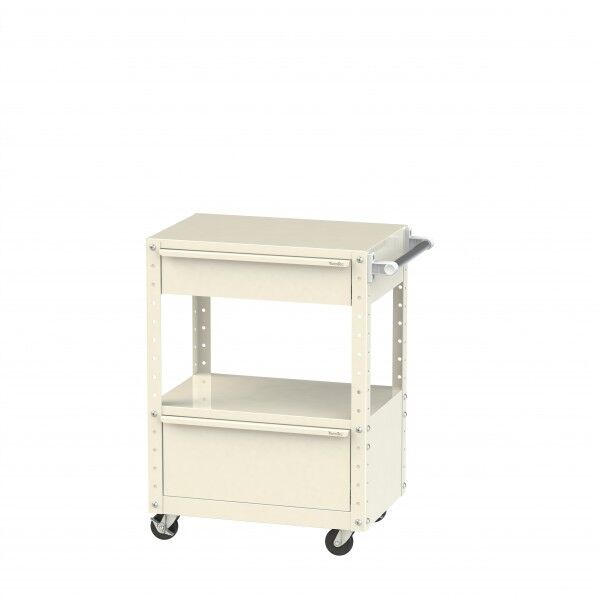 スペシャルワゴン 移動式 キャビネット深型1段×1個、超深型1段×1個アイボリー W6CU-MBD-IV 1点