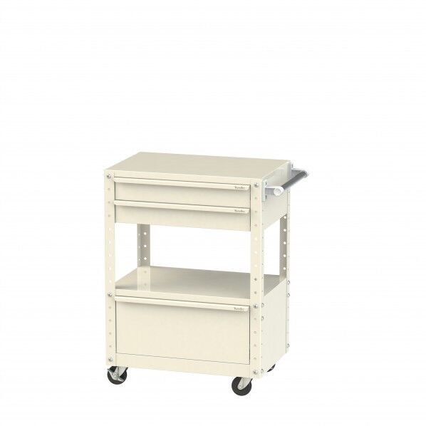 スペシャルワゴン 移動式 キャビネット浅型2段×1個、超深型1段×1個アイボリー W6CU-SBD-IV 1点