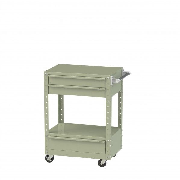 スペシャルワゴン 移動式 キャビネット浅型2段×1個、深型1段×1個グリーン W6CU-SBM-G 1点