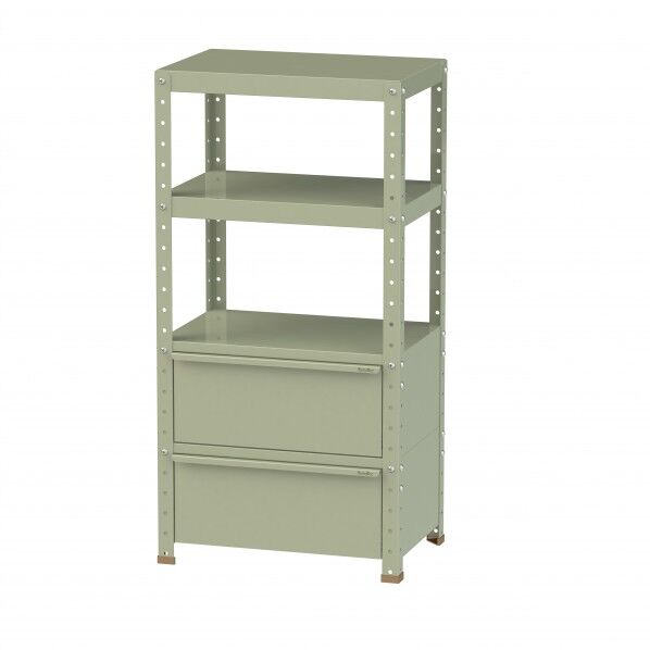 スペシャルワゴン 固定式 キャビネット超深型1段×2個グリーン W6H-BD2-G 1点