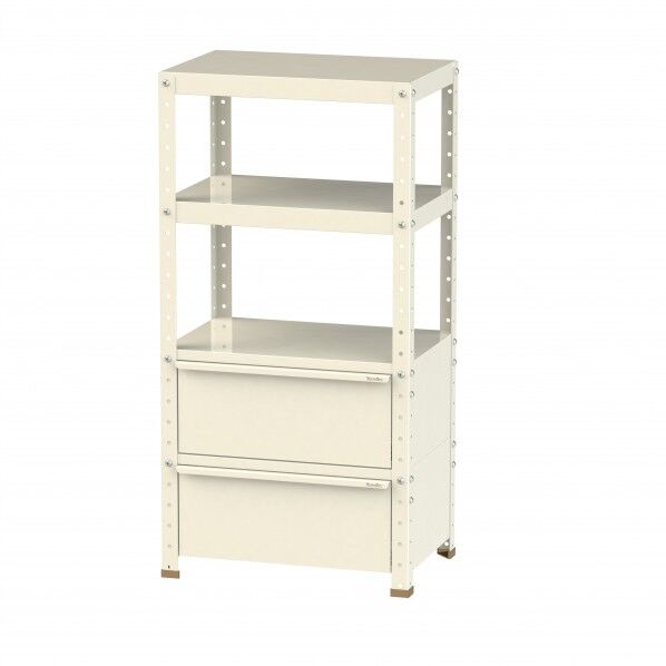 スペシャルワゴン 固定式 キャビネット超深型1段×2個アイボリー W6H-BD2-IV 1点