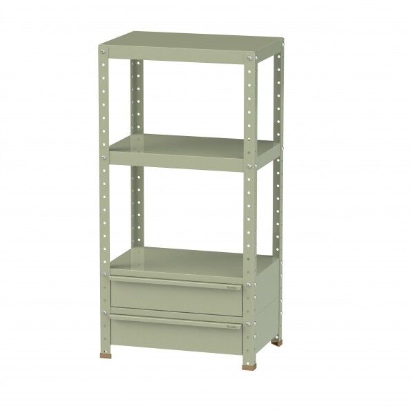 スペシャルワゴン 固定式 キャビネット深型1段×2個グリーン W6H-BM2-G 1点