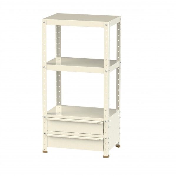 スペシャルワゴン 固定式 キャビネット深型1段×2個アイボリー W6H-BM2-IV 1点